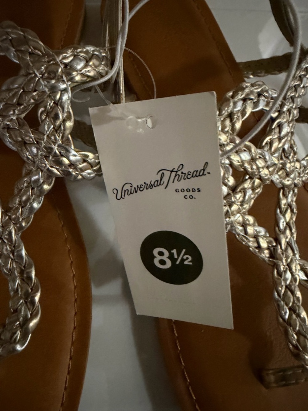 Universal Thread Braided Metallic T-Strap Sandal - Gold - Picture 4 of 4